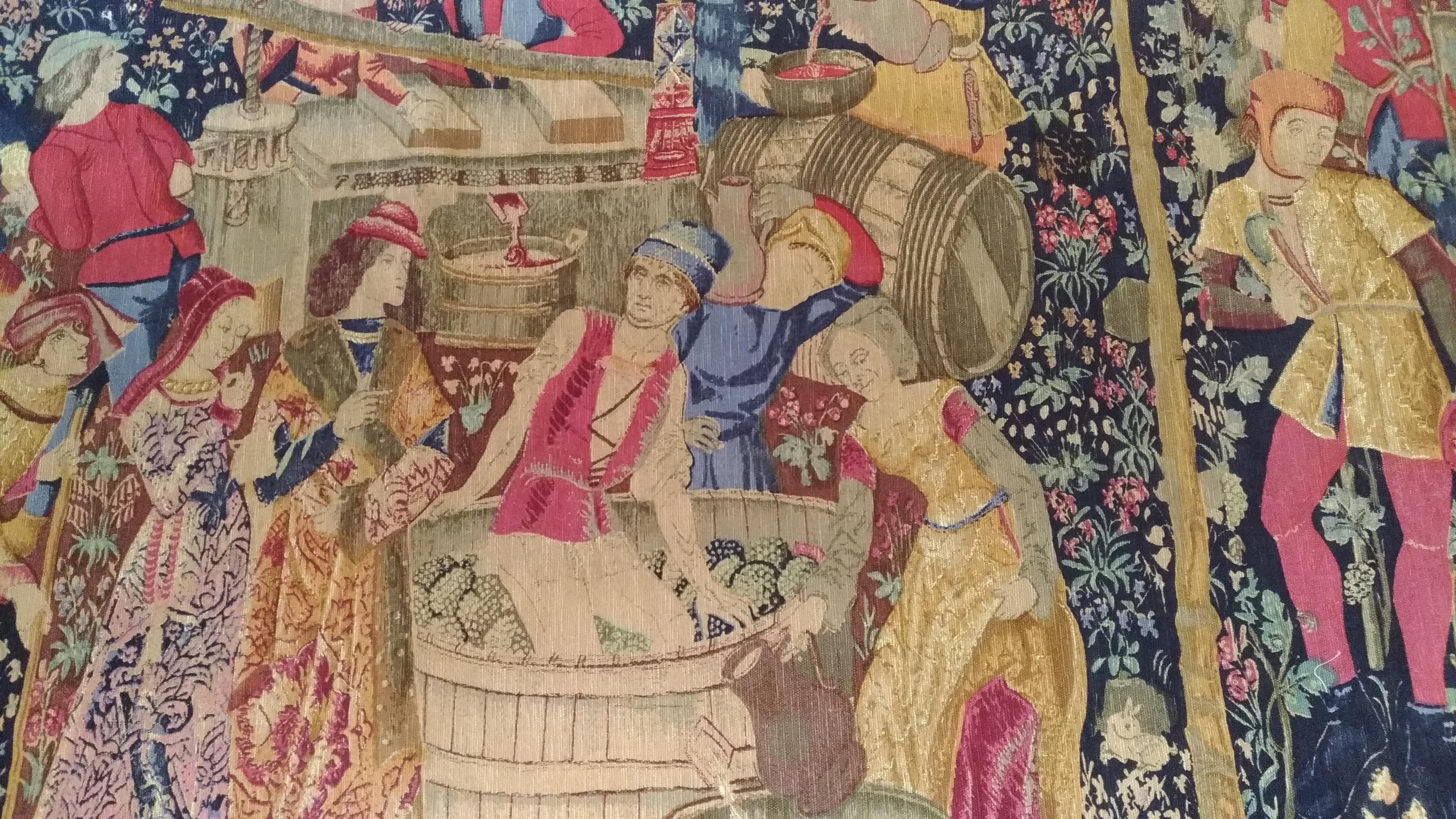  998 - Magnificent Jaquar Tapestry Vintage Aubusson Style Medieval Design 1
