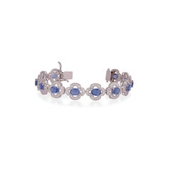8.44 Carat Clear Sapphire and Diamond Bracelet in 18k White Gold