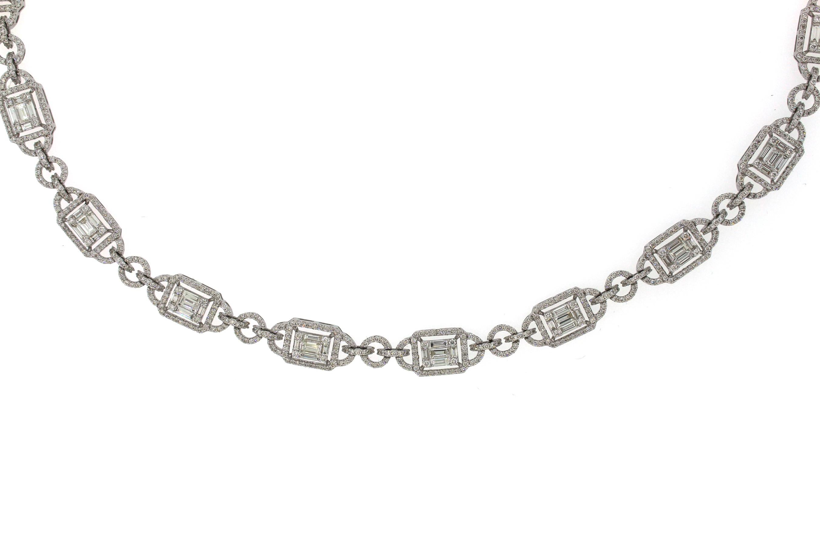 Women's 9.99 Carat Emerald Cut Cluster Diamond Necklace