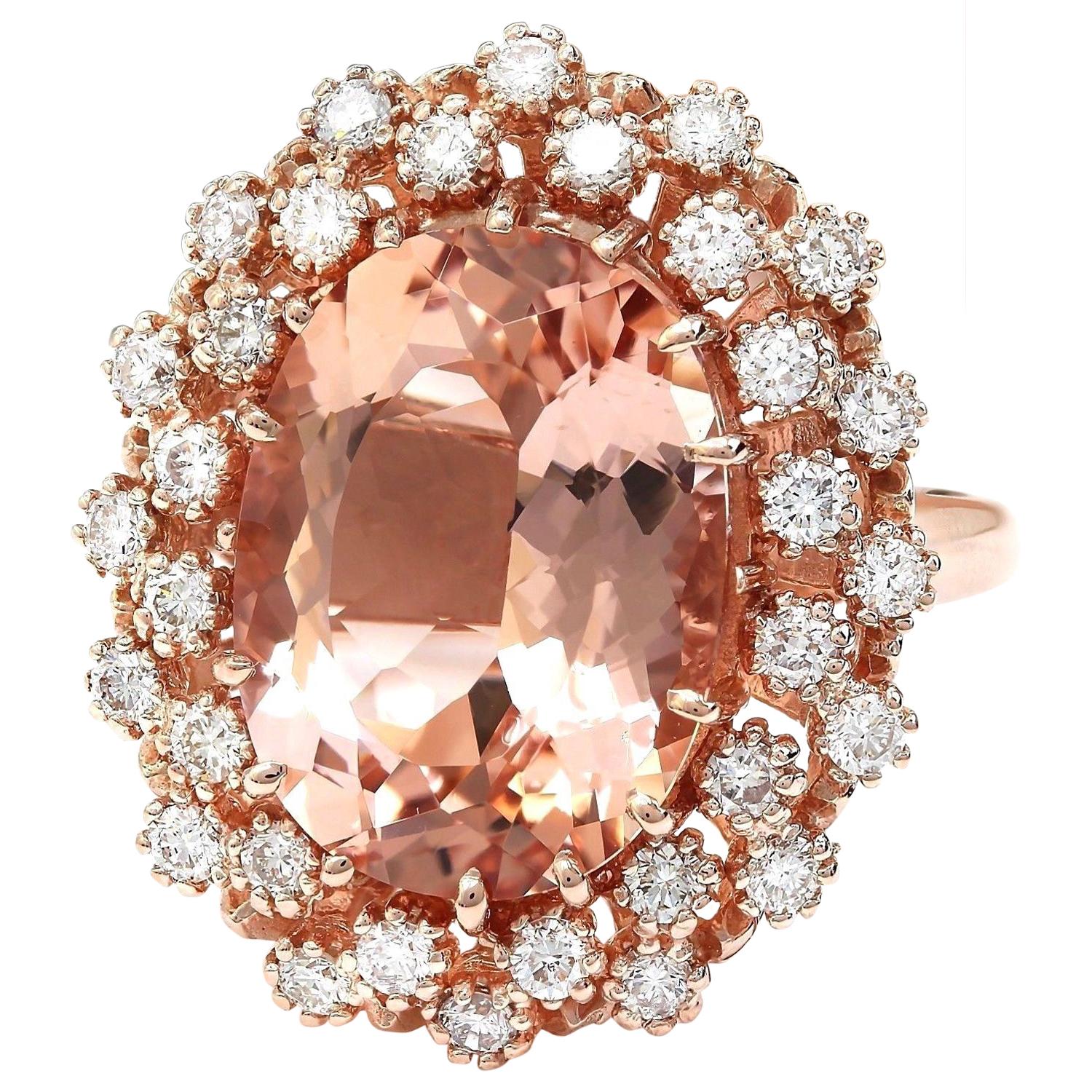 9.99 Carat Natural Morganite 14K Solid Rose Gold Diamond Ring
 Item Type: Ring
 Item Style: Cocktail
 Material: 14K Rose Gold
 Mainstone: Morganite
 Stone Color: Peach
 Stone Weight: 8.99 Carat
 Stone Shape: Oval
 Stone Quantity: 1
 Stone