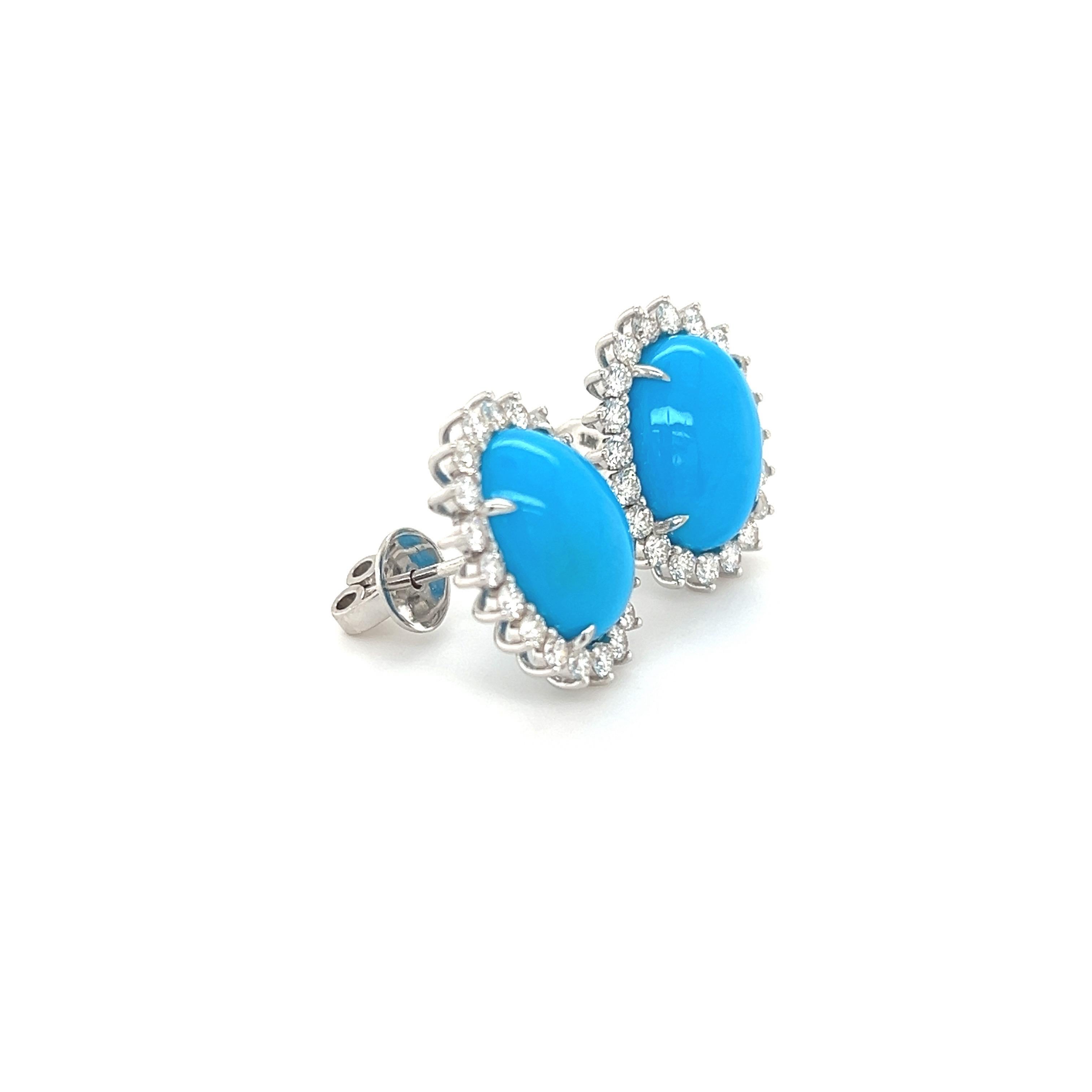 Cabochon Orecchini di turchese da 9,99 carati in vendita