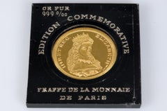 999 thousandths gold coin bearing the effigy of Maria Theresia and Empress Elisa