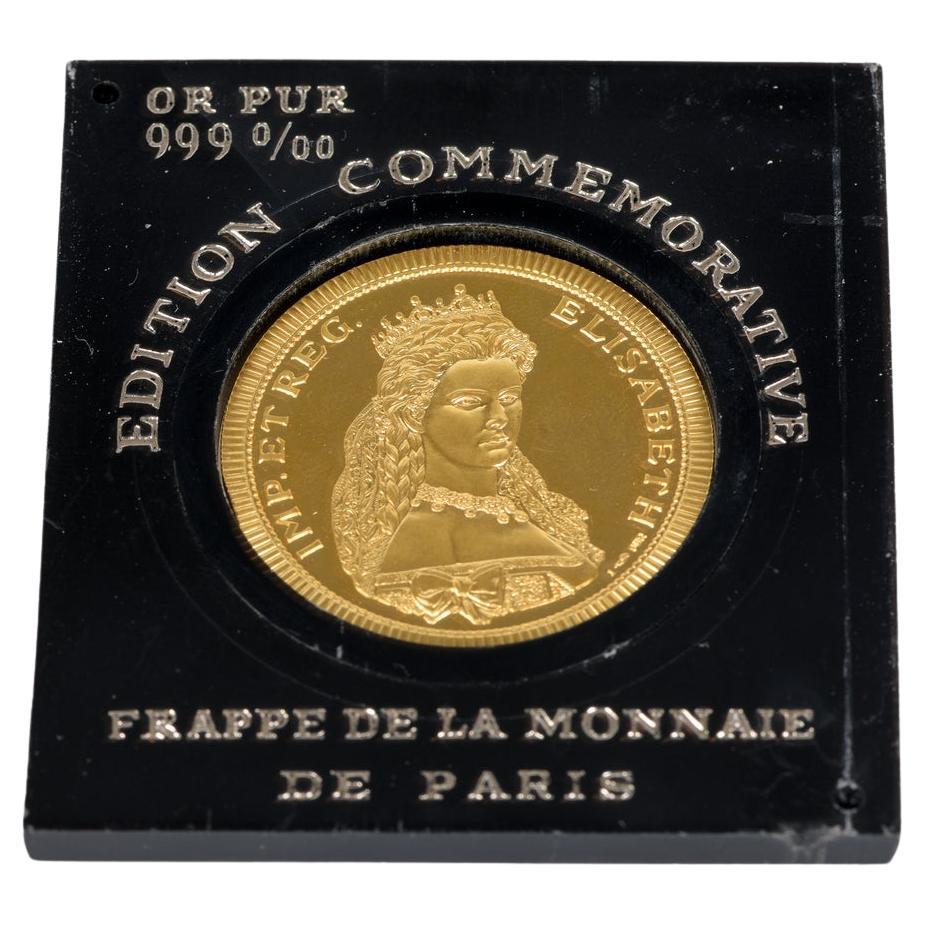 999-Tausendstel-Goldmünze mit dem Bildnis von Maria Theresia und Kaiserin Elisa im Angebot