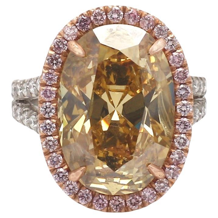 9.99ct Fancy Deep Brown-Yellow Oval Diamond GIA For Sale