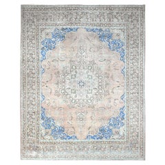9'9"x12'3" Melonrosa handgeknüpfter Vintage persischer Täbris- Orientalischer Teppich aus reiner Wolle