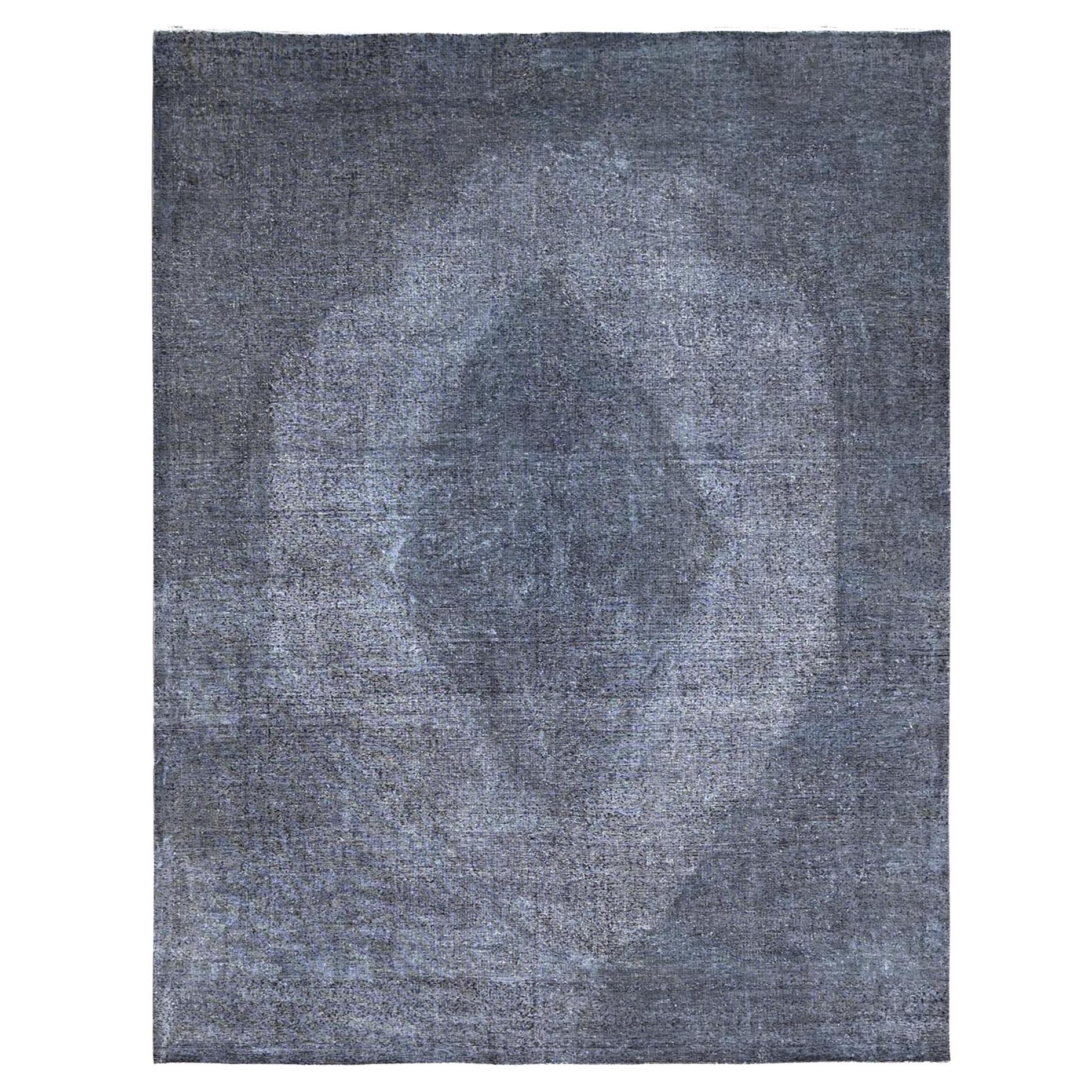 9'9"x12'7" Frost Gray Vintage Tabriz Wool Hand Knotted Cleaned Worn Oriental Rug