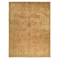 9'9"x13' Light Brown Vintage Persian Tabriz Hand Knotted Pure Wool Oriental Rug