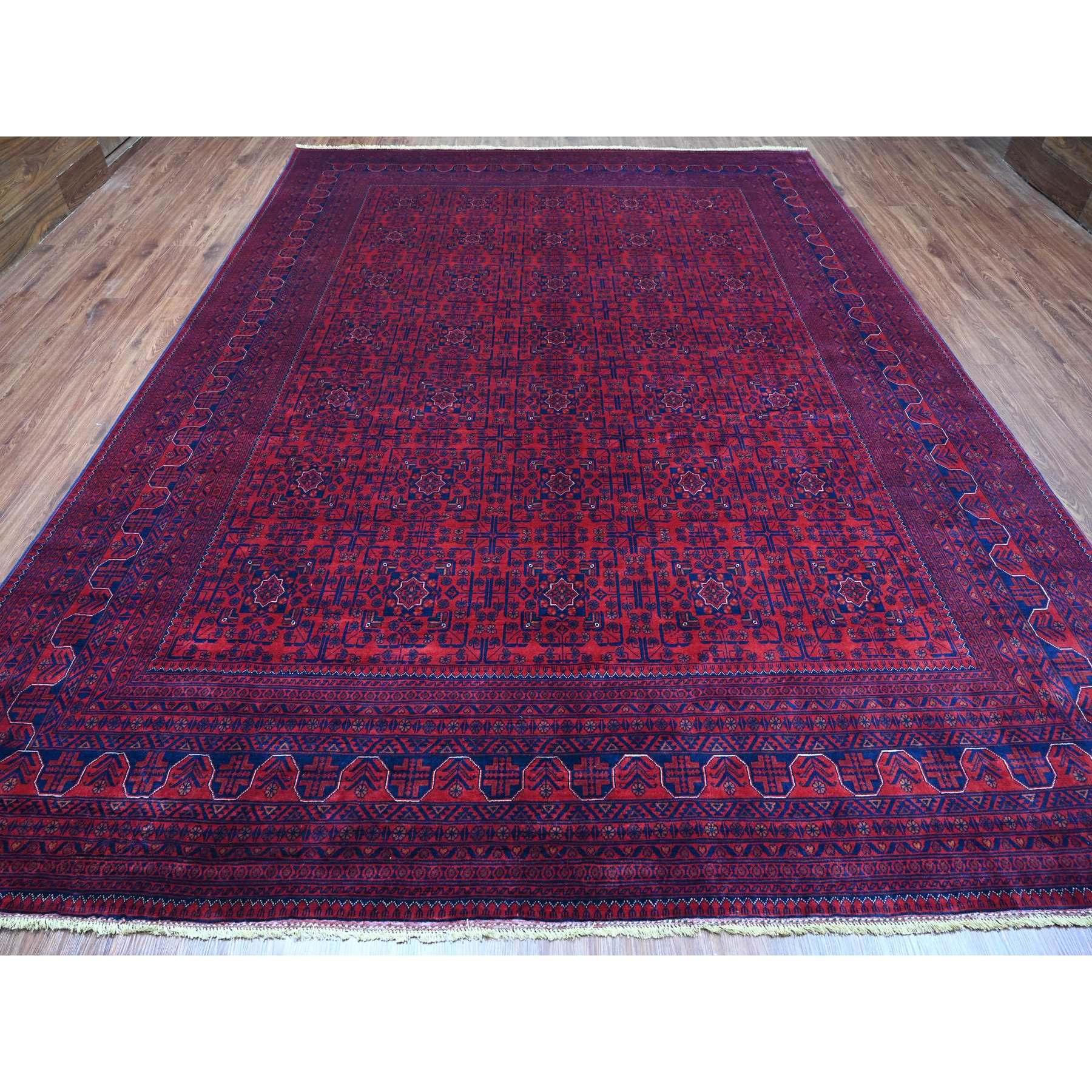 Deep and Saturated Red, Afghan Khamyab with All Over Repetitive Star Design, Hand Knotted, 100% Wool, Vegetable Dyes, Oriental Rug
Primary materials: Wool
Latex: No Pile 
height: 0.25 Inches
Style: Traditional
Primary color: Red
Secondary colors: