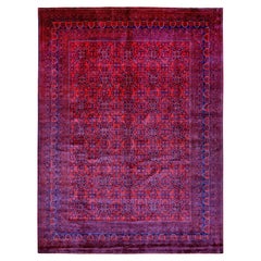 9'9"x13' Red Afghan Khamyab Hand Knotted 100% Wool Vegetable Dyes Oriental Rug