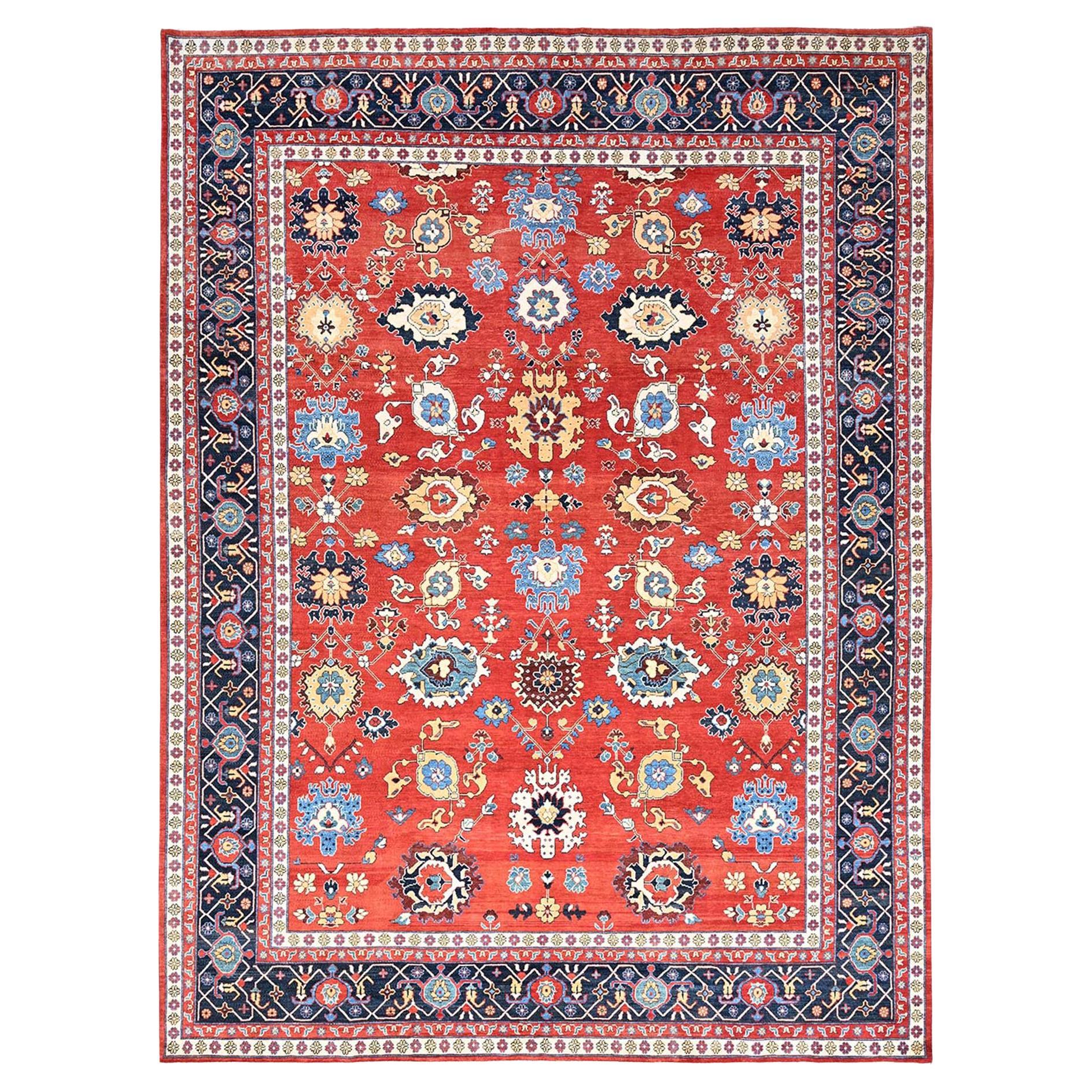 9'9"x13'  Red, Afghan Peshawar, Hand Knotted, Pure Wool, Oriental Rug