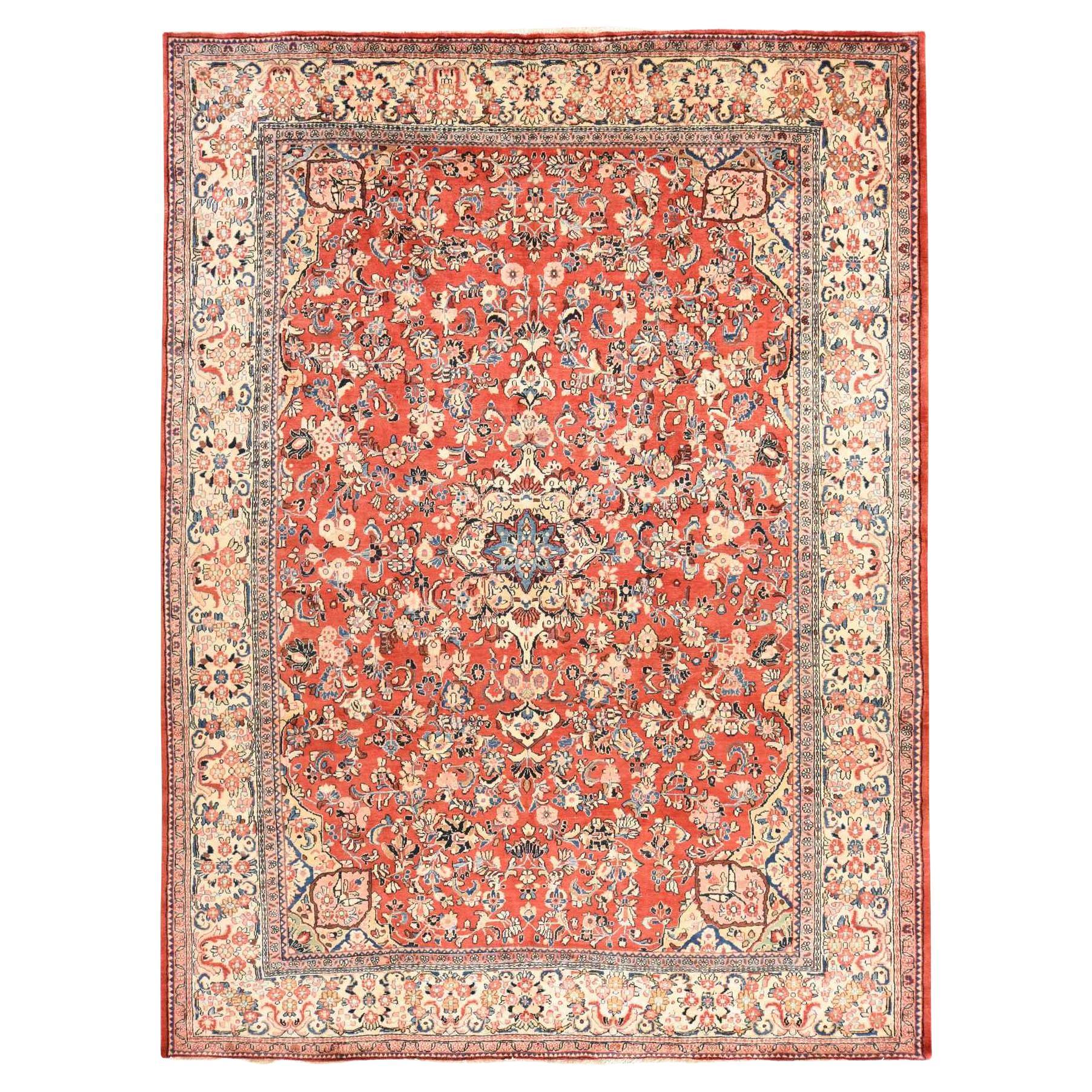 9'9 "x13' Rosso Vintage Persiano Mahal Pulito Morbida Lana Annodata a Mano Tappeto Orientale