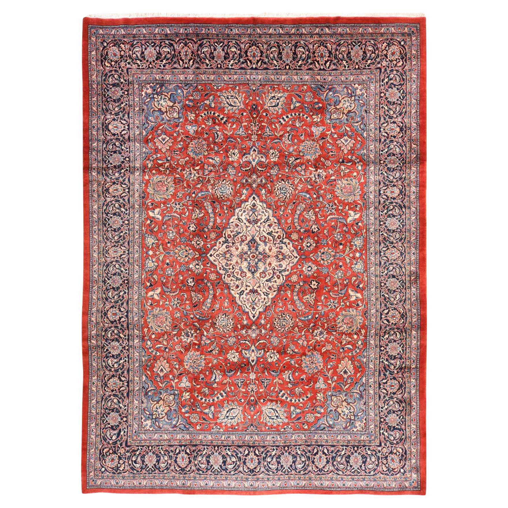 9'9 "x13'1" Rouge Semi-Antique Persan Sarouk Mahal Full Pile Hand Knots Rugs