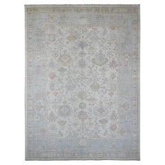 9'9"x13'3" White Hand Knotted Afghan Angora Oushak Pure Wool Oriental Rug