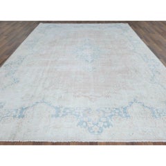 9'9"x13'3" Worn Wool, Hand Knotted, Pink, Vintage Farsian Kerman Rug