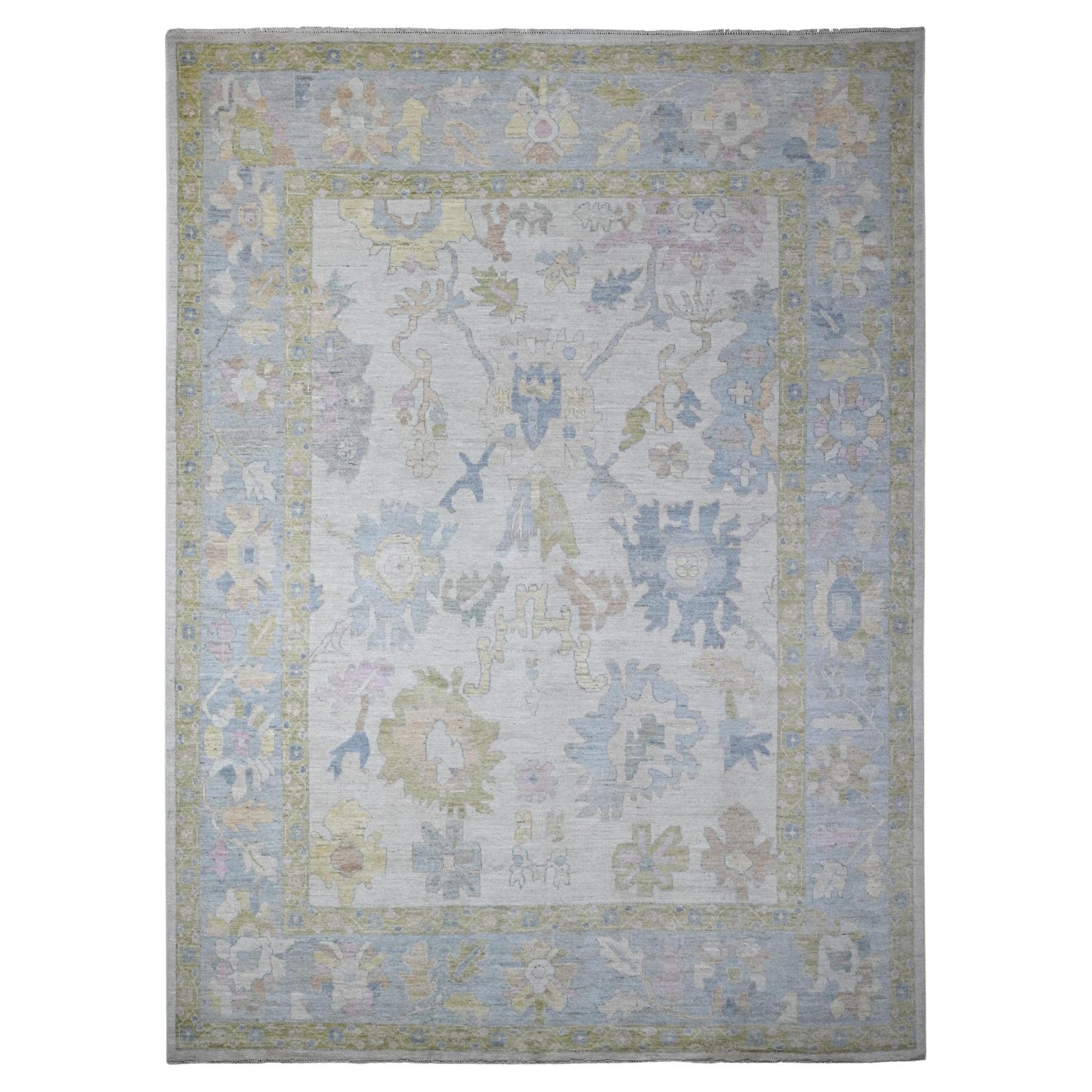 9'9"x13'4" Denim Blue Natural Dyes Wool Hand Knotted Afghan Angora Oushak Rug