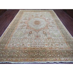 9'9 "x13'4" Gris claro Alfombra de lana anudada a mano con motivos de la dinastía mameluca del siglo XIV