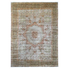 9'9 "x13'4" Gris claro Alfombra de lana anudada a mano con motivos de la dinastía mameluca del siglo XIV