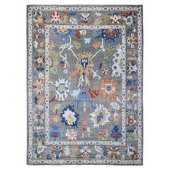 9'9"x13'4" Vintage Gray Hand Knotted Vegetable Dyes Angora Oushak Oriental Rug