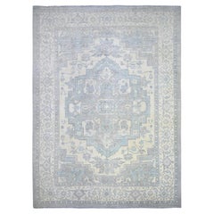 9'9"x13'5" Cadet Gray Extra Soft Wool Hand Knotted Finer Peshawar Rug