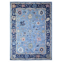 9'9 "x13'5" Glaucous Blue Wool Afghan Angora Oushak Wool Hand Knots Rugs