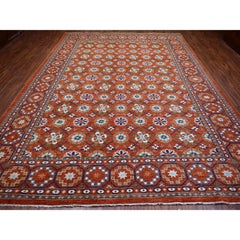9'9"x13'6" Burnt Orange, Afghan Ersari, Soft Wool Hand Knotted Oriental Rug