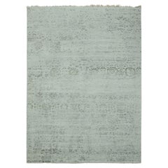 9'9"x13'7" Gray, Hand Knotted Broken Persian Erased Vase Design Wool and Silk Ru