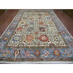9'9"x13'8" Greenish Gray Northwest Persian All Over Design Hand Knotted Wool Rug