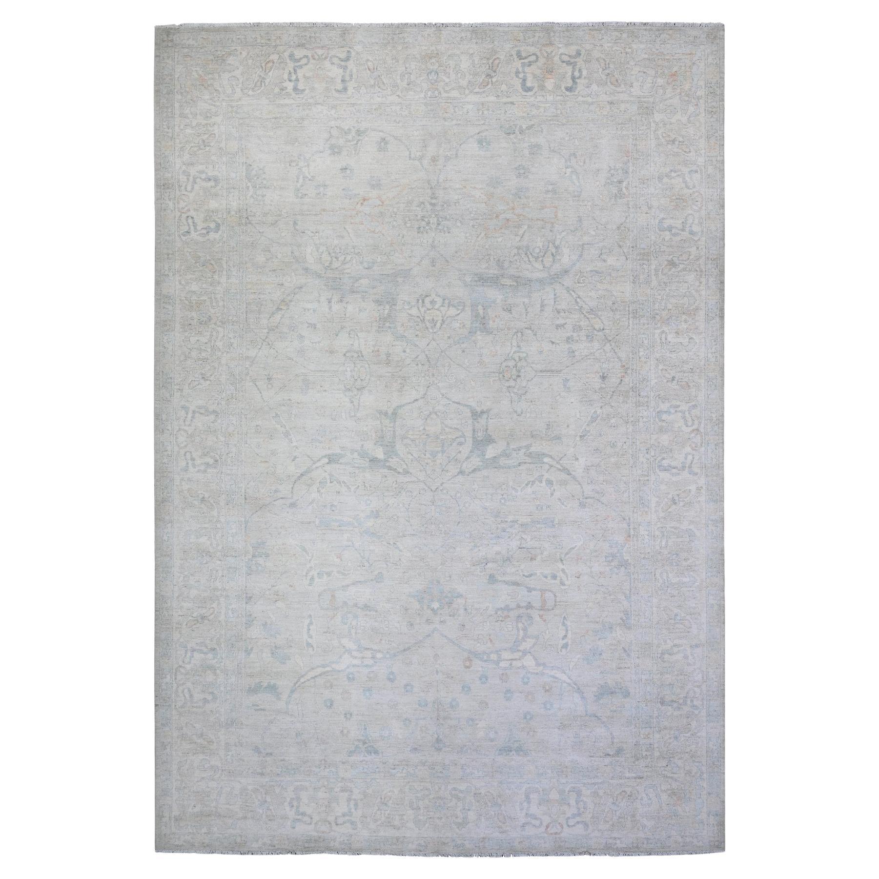 9'9"x13'8" Platinum Gray Bidjar Garus Design Hand Knotted Wool Dense Weave Rug For Sale
