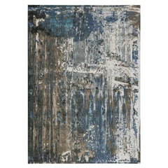 9'9"x'13'9" Blue Abstract Design Wool and Silk Hand Knotted Oriental Rug