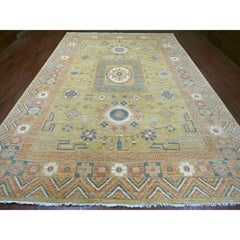 9'9"x13'9" Green Peshawar Khotan with Pomegranate Design Hand Knotted Wool Rug