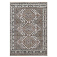 9'9"x13'9" Ivory Shiraz Reimagined Hand Knotted Natural Wool Oriental Rug
