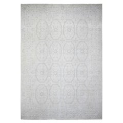 9'9"x13'9" Ivory, White Wash Peshawar, Soft Wool Hand Knotted Oriental Rug