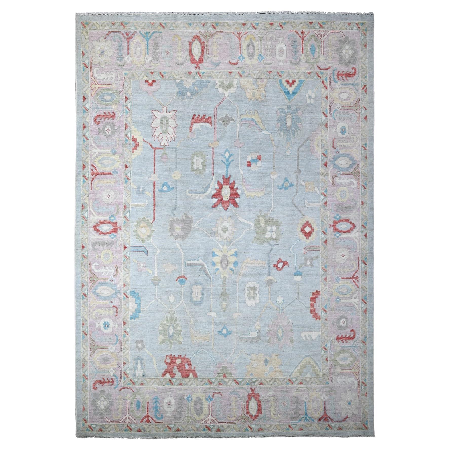 9'9 "x13'9" Mittelgrauer Naturfarben verblasster Angora Oushak Orientteppich