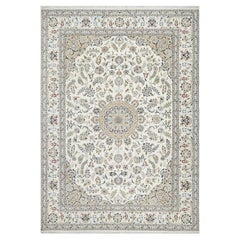 9'9 "x13'9" Spring White, 250 KPSI, Nain Design, Tapis en laine et soie noué à la main