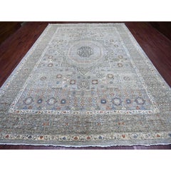 9'9 "x14' Cloud Gray Tappeto in lana annodato a mano con motivo della dinastia Mamluke del 14° secolo