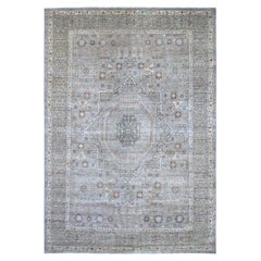 9'9 "x14' Cloud Gray Tappeto in lana annodato a mano con motivo della dinastia Mamluke del 14° secolo