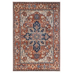 9'9"x14' Coral Red Peshawar Heriz Hand Knotted High Mountain Wool Oriental Rug