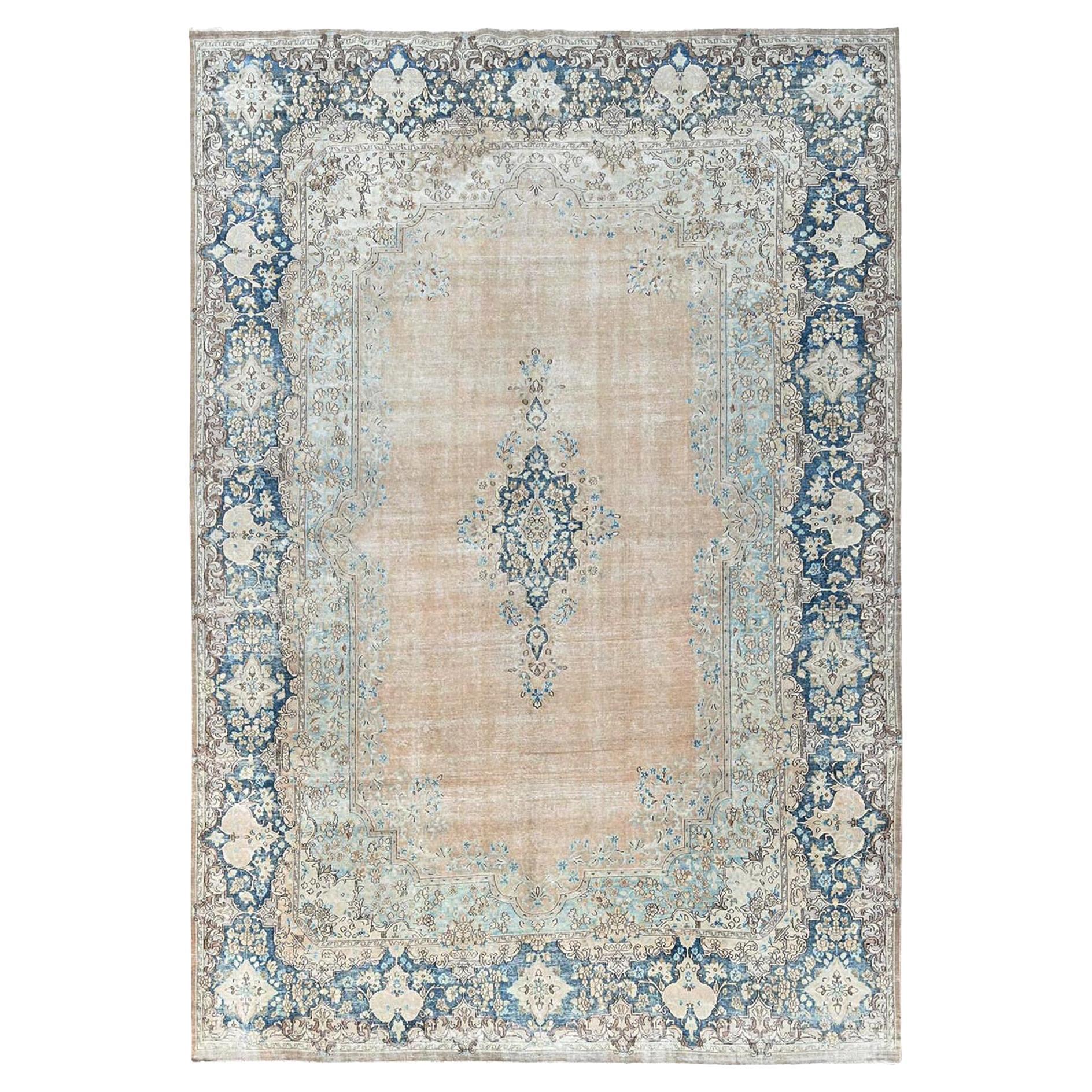 9
9"x14
Light Brown Vintage Persian Kerman Hand Knotted Soft Wool Oriental Rug