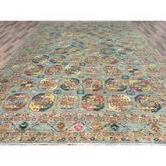 9'9"x14'1" Silver Blue, Afghan Super Kazak Pure Wool Hand Knotted Rug