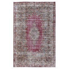 9'9"x15'3" Red Worn Out Vintage Persian Kerman Hand Knotted Pure Wool Rug