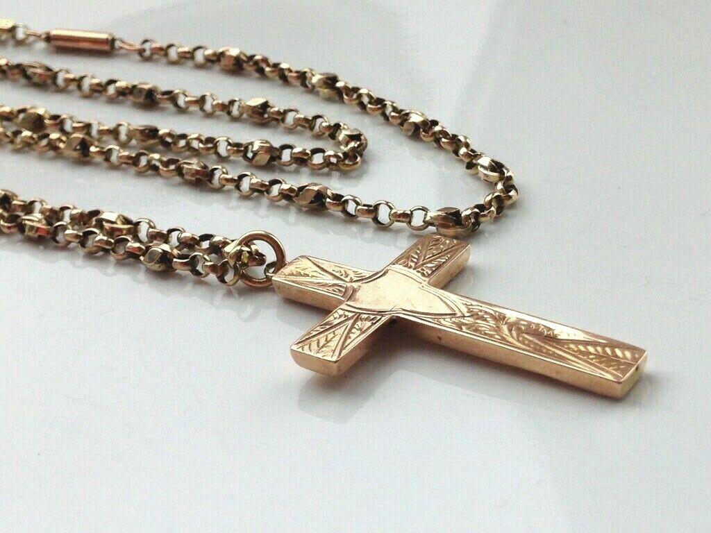 Edwardian 9ct 375 Antique Cross & Chain