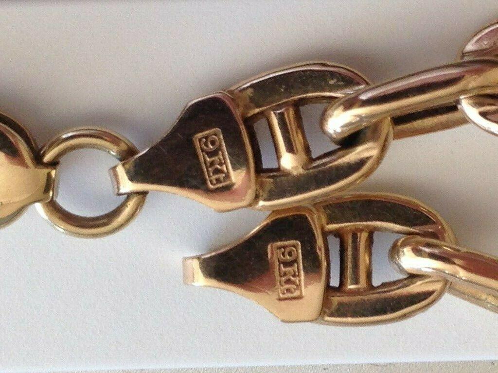 9 Karat 375 Gold Große Chunky Link Halskette im Angebot 1