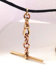 9ct 375 Gold Antique Clasp, Rose Gold Chain & Fob Bar