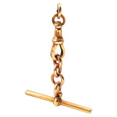 9ct 375 Gold Antique Clasp, Rose Gold Chain & Fob Bar