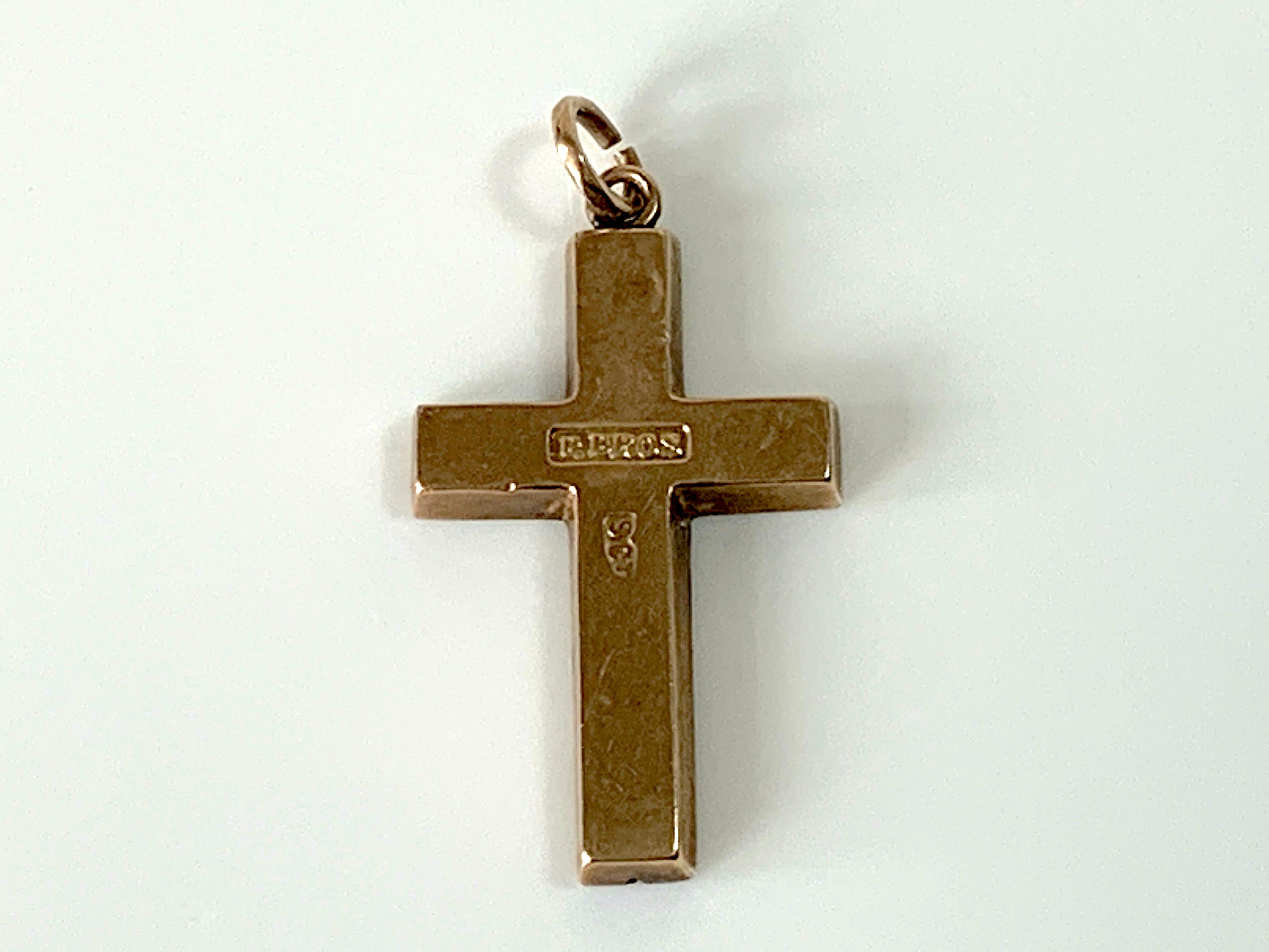 9 Karat 375 Gold Antiker Kreuz-Anhänger im Zustand „Gut“ in London, GB