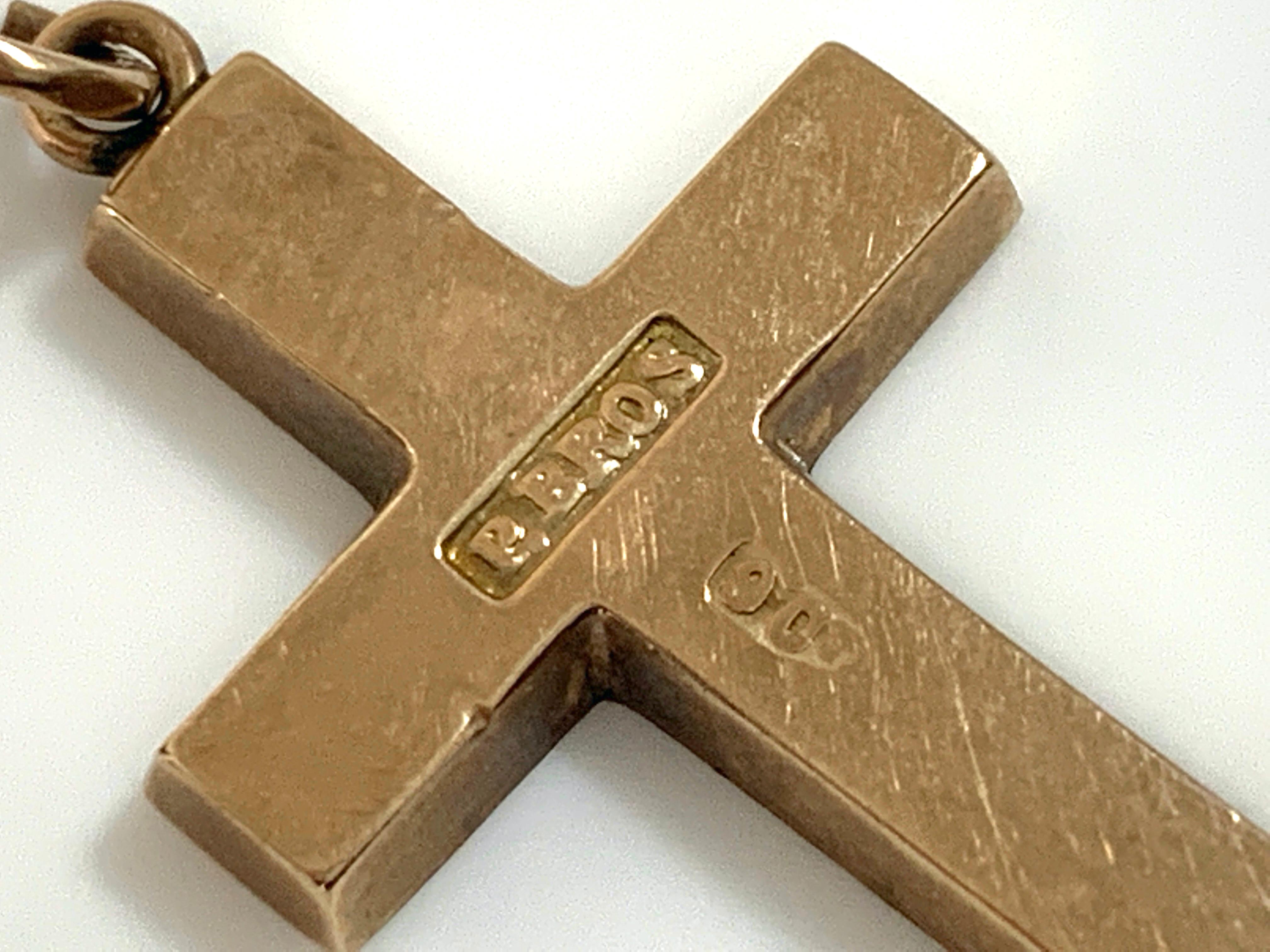 - 45cm Lucchetta 375 Kreuz-Anhänger Halskette aus Gelbgold 9 Karat 