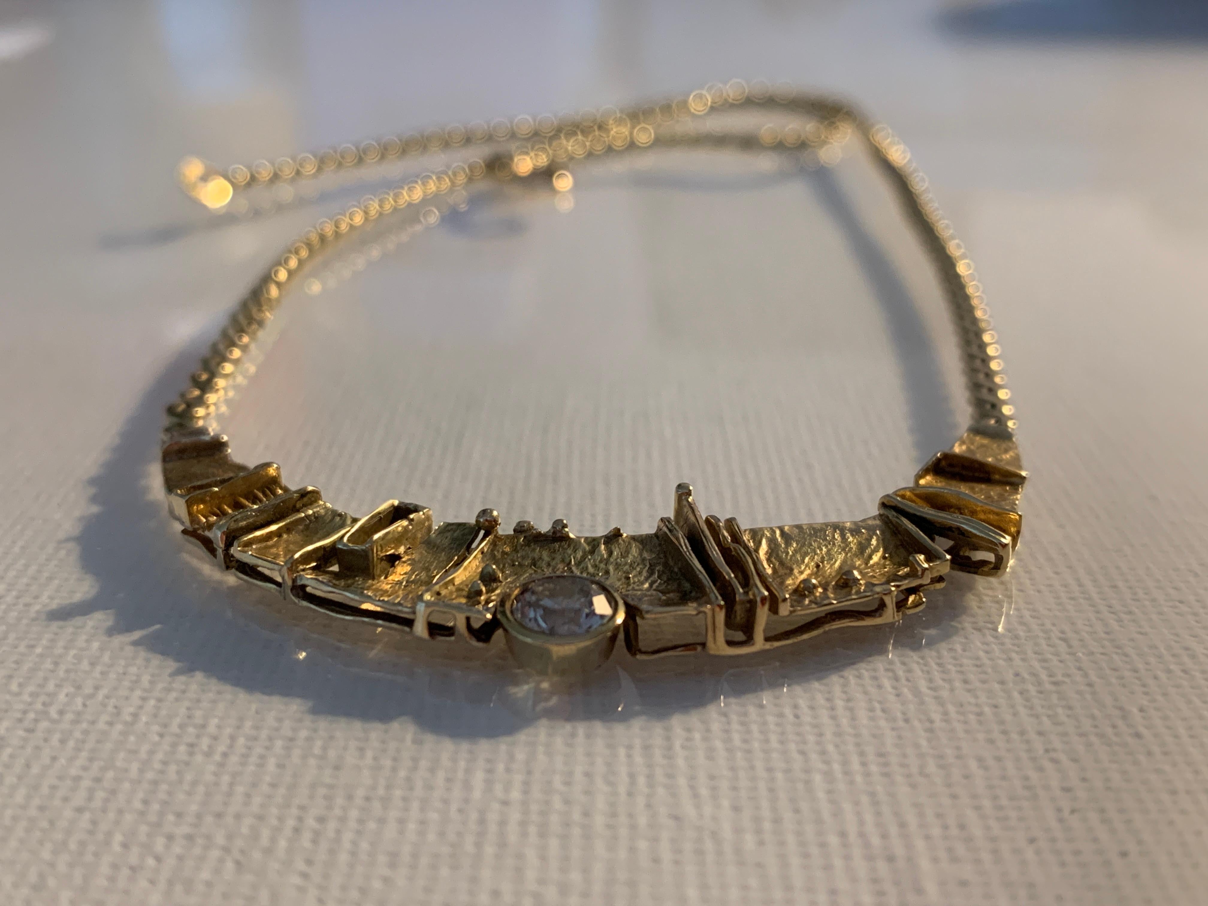 Retro 9ct 375 Gold 0.84 Carat Diamond Necklace For Sale
