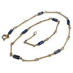 9ct 375 Gold Choker Necklace - Lapis Lazuli