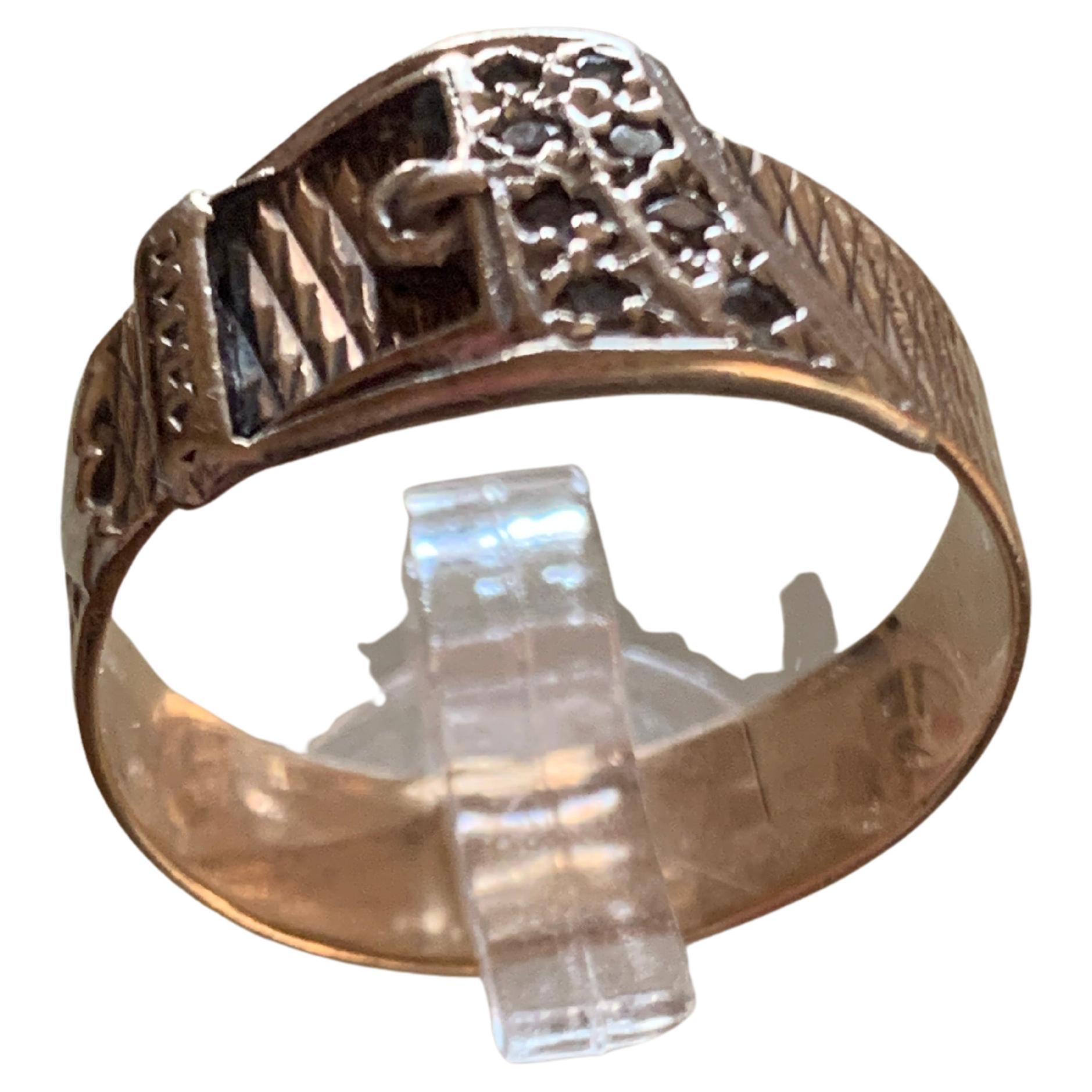 9ct 375 Gold Diamond set Buckle Ring  For Sale