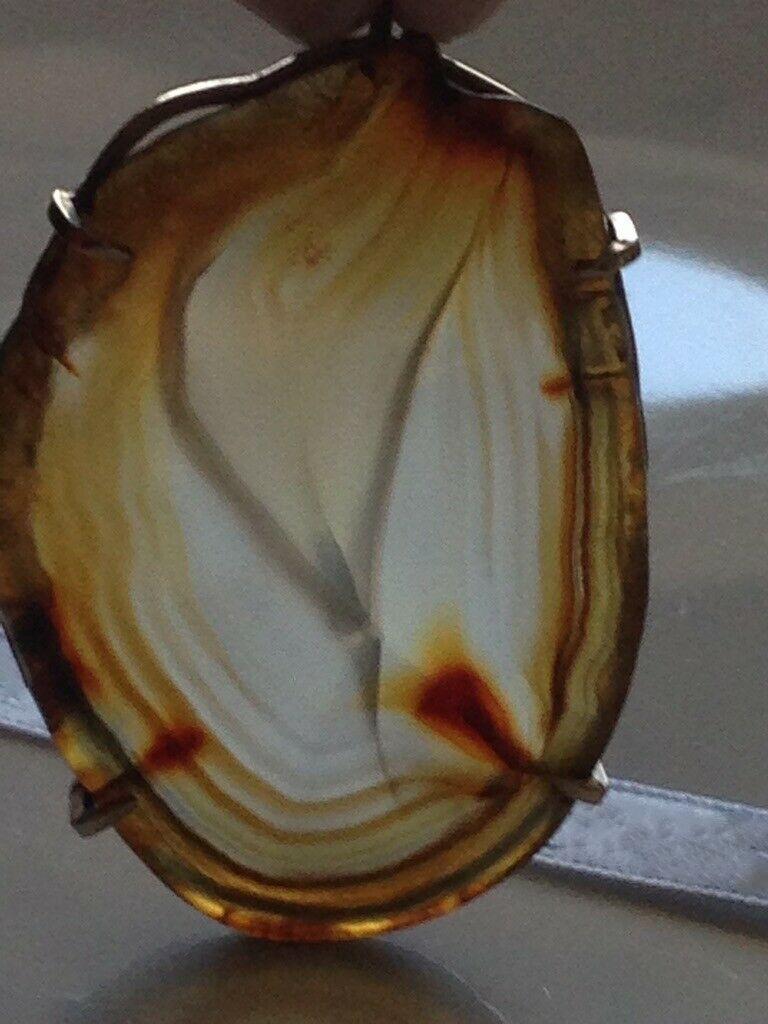 Women's 9ct 375 Gold, Large Scottish Natural Agate Slice For Sale